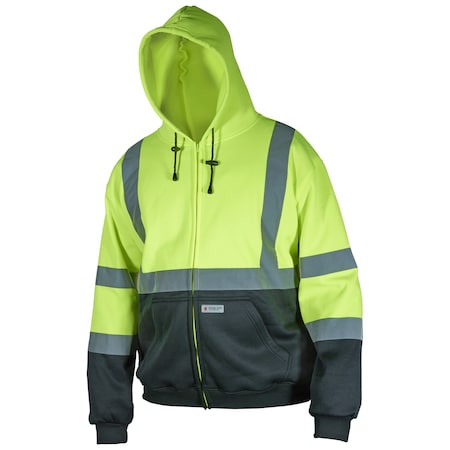 Mcr Safety Sweatshirt, Class III, R- Roadway and Temporary Traffic Control Zones, Polyester, Lime, 4XL SSCL3LZX4